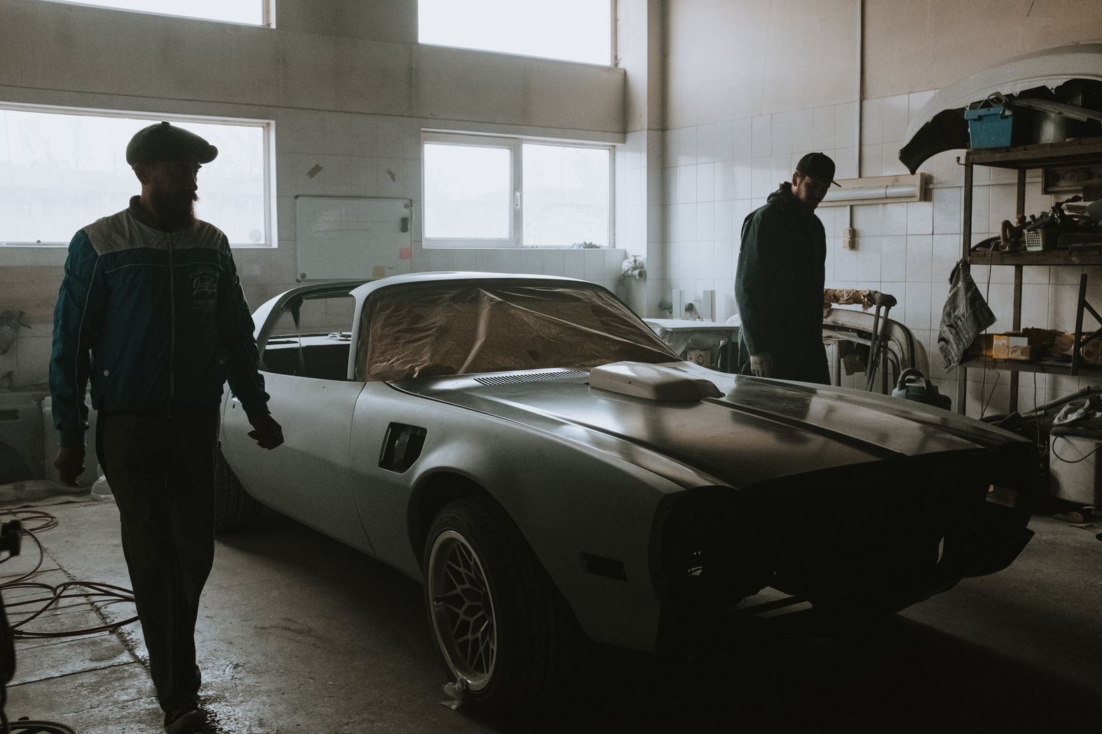 A restored classic car in the Heritage shop